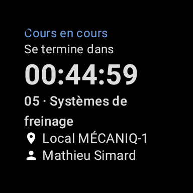 Current course shown on a Wear OS watch
